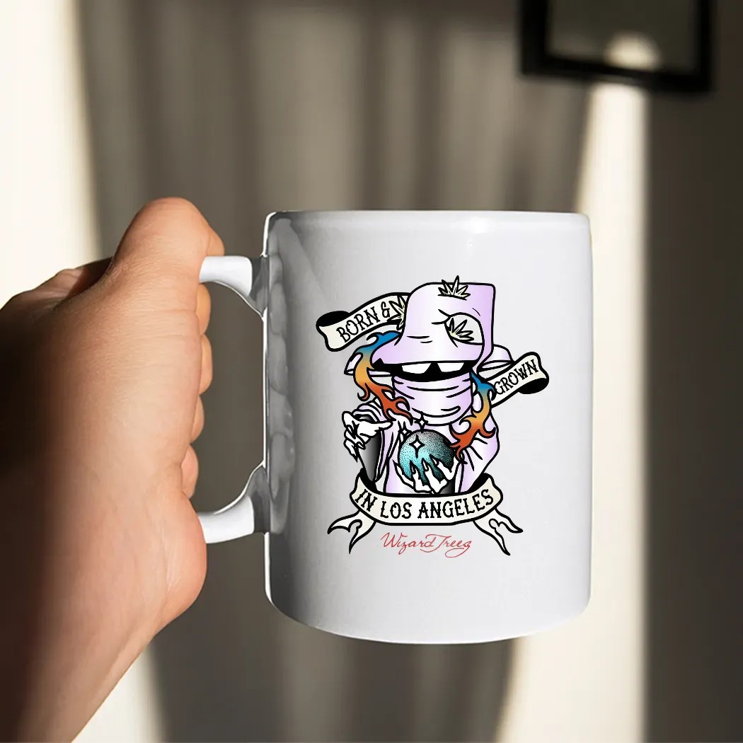 Born & Grown In Los Angeles Globe Cigarettes Tattoo Wizard Trees Shirt