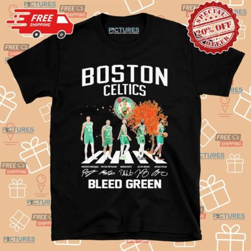 Boston Celtics Bleed Green Abbey Road Signatures Shirt