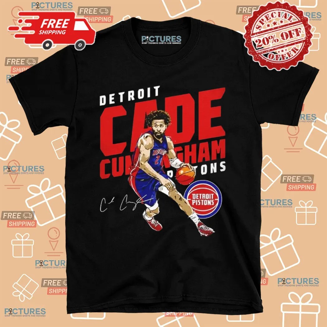 Cade Cunningham Detroit Pistons Basketball Player Slant Signature Graphic Shirt