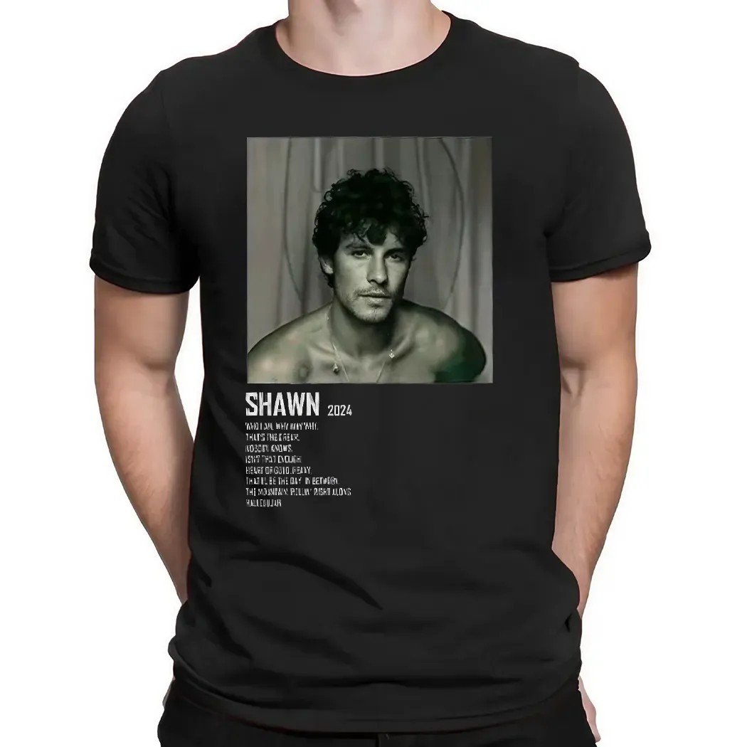 Camiseta Feminina Babylook Tema Cantor Shawn Mendes Album 2024 T Shirt