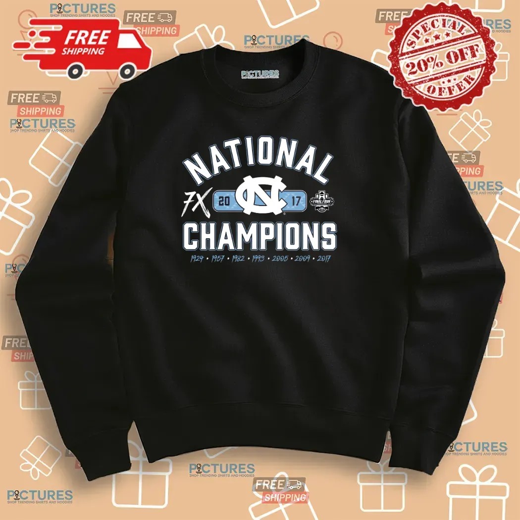Carolina Tar Heels 2017 NCAA Men's Basketball National Champions Cholla Multi Champ T Shirt