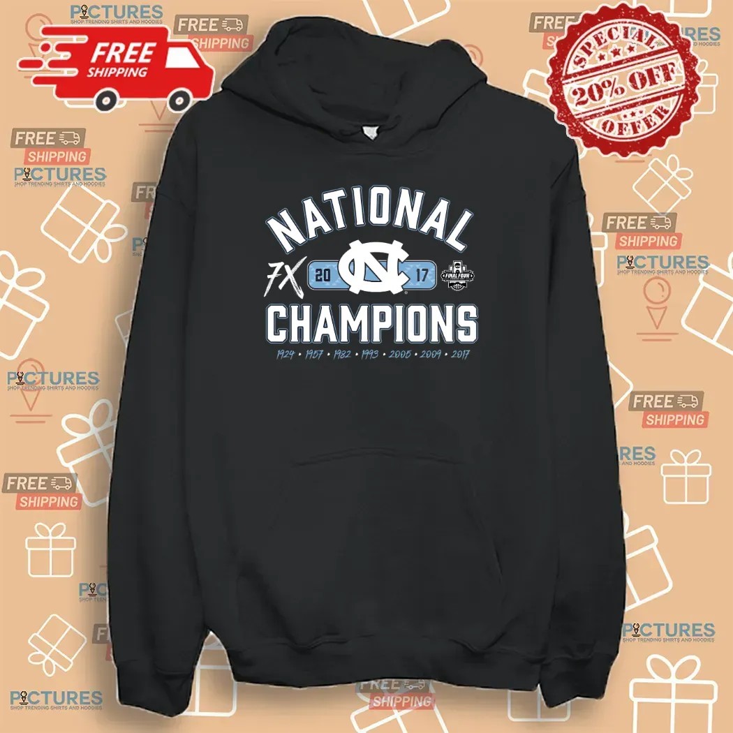 Carolina Tar Heels 2017 NCAA Men's Basketball National Champions Cholla Multi Champ T Shirt