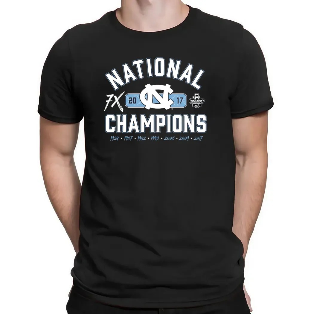 Carolina Tar Heels 2017 NCAA Men's Basketball National Champions Cholla Multi Champ T Shirt