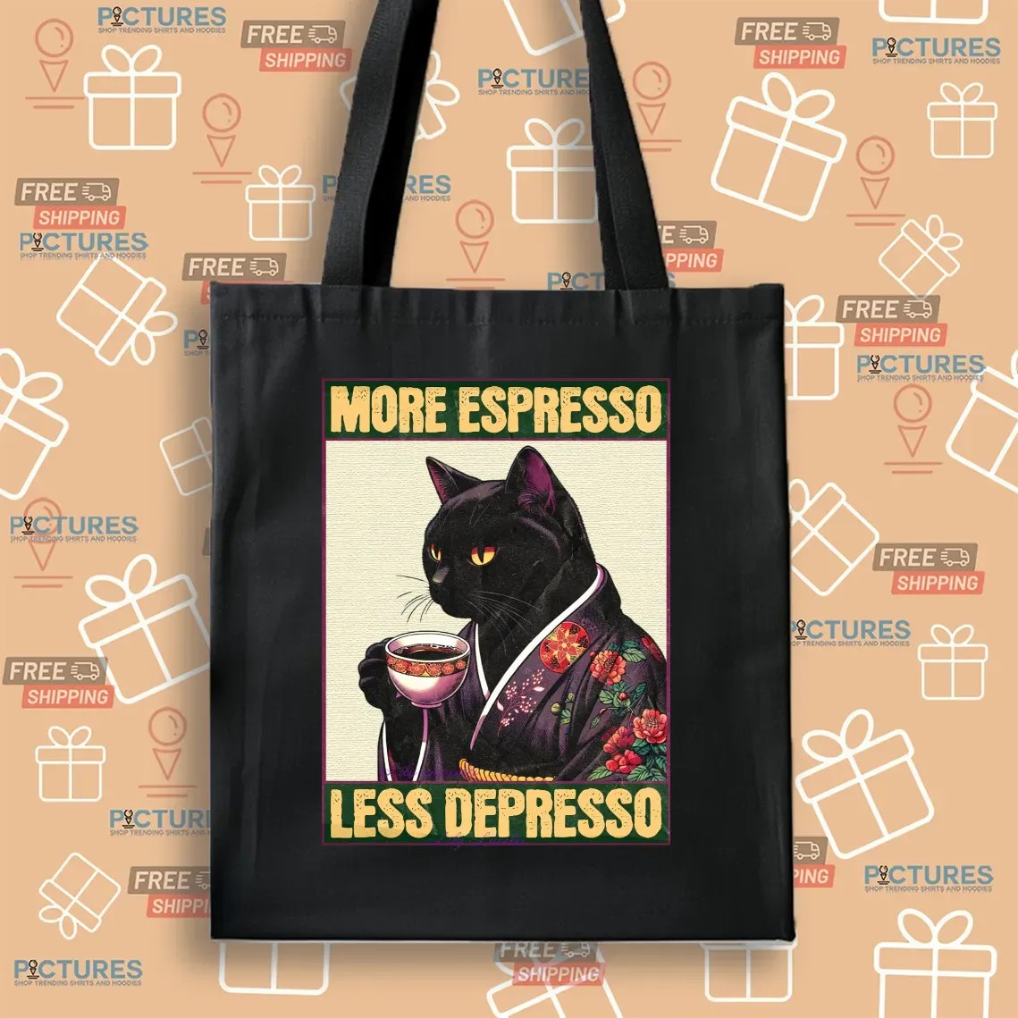 Cat Drinking Coffee More Espresso Less Depresso Meme T Shirt