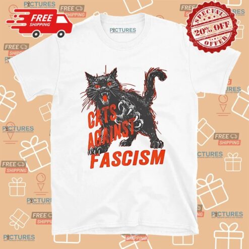 Cats Against Fascism Black Cat T Shirt