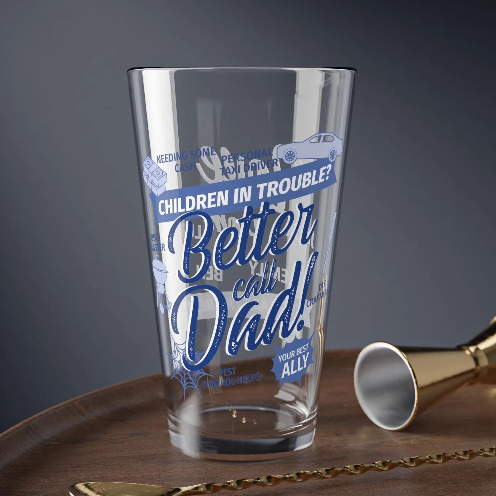 Children In Trouble Better Call Dad Your Best Ally Pint Beer Glass