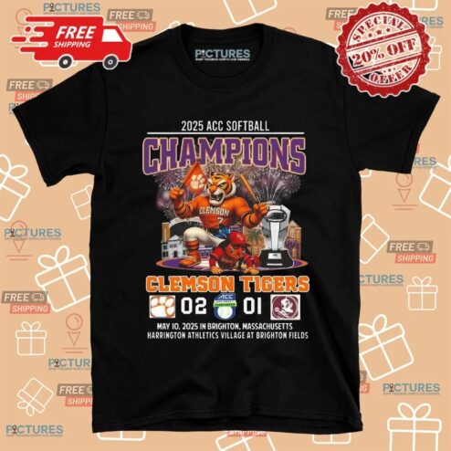 Clemson Tigers 2025 ACC Softball Champions Beat Seminoles Mascot May 10 2025 Shirt