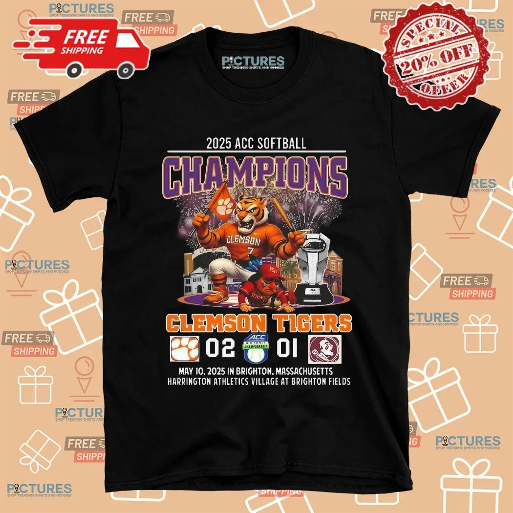 Clemson Tigers 2025 ACC Softball Champions Beat Seminoles Mascot May 10 2025 Shirt