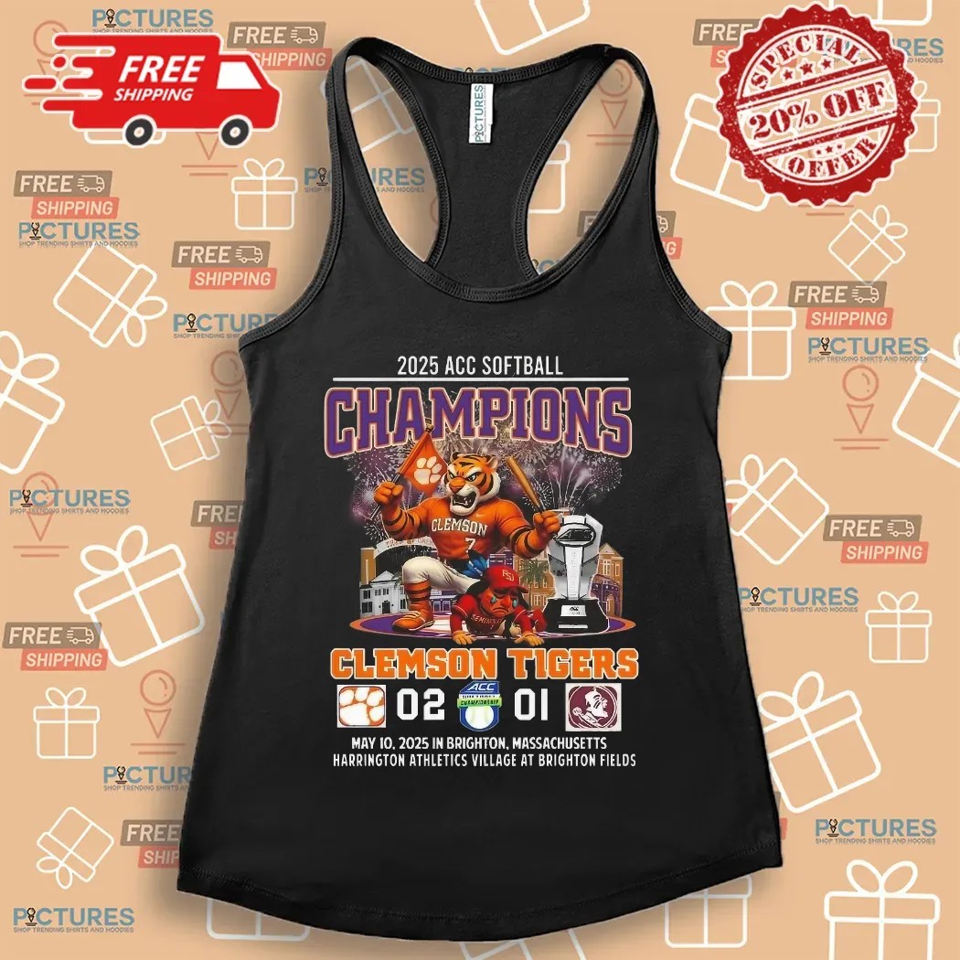 Clemson Tigers 2025 ACC Softball Champions Beat Seminoles Mascot May 10 2025 Shirt