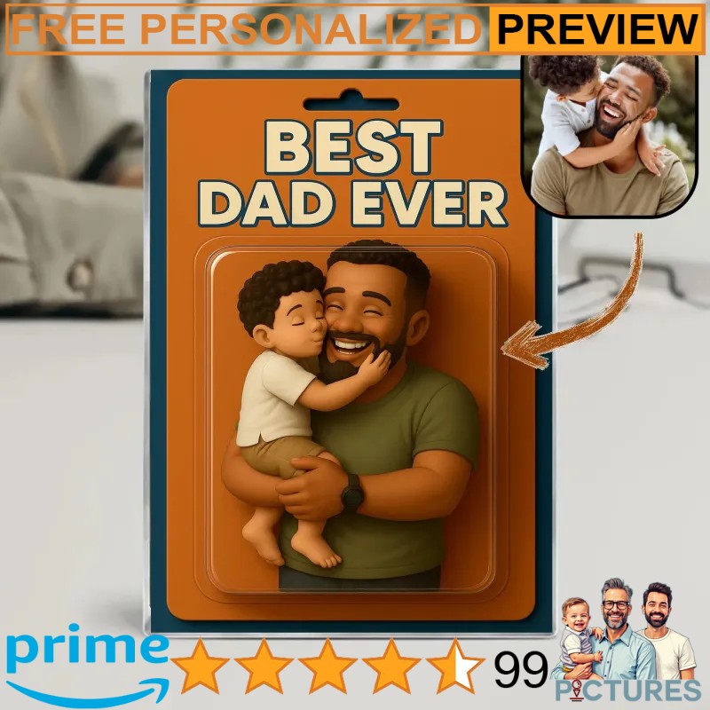 Daddy And Me Personalized Photo Father's Day Action Figure Acrylic Block Plaque Daddy And Me Personalized Photo Father's Day Action Figure Acrylic Block Plaque