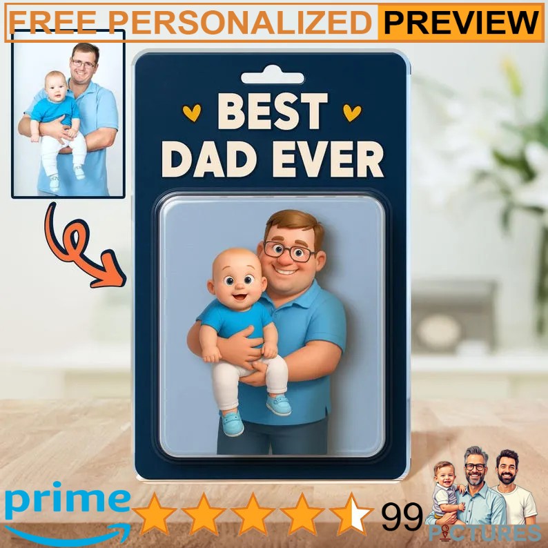 Daddy And Me Personalized Photo Father's Day Action Figure Acrylic Block Plaque Daddy And Me Personalized Photo Father's Day Action Figure Acrylic Block Plaque