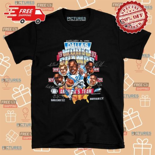 Dallas Cowboys World Champs 1993 NFL Football Team Super Bowl Big Head Shirt