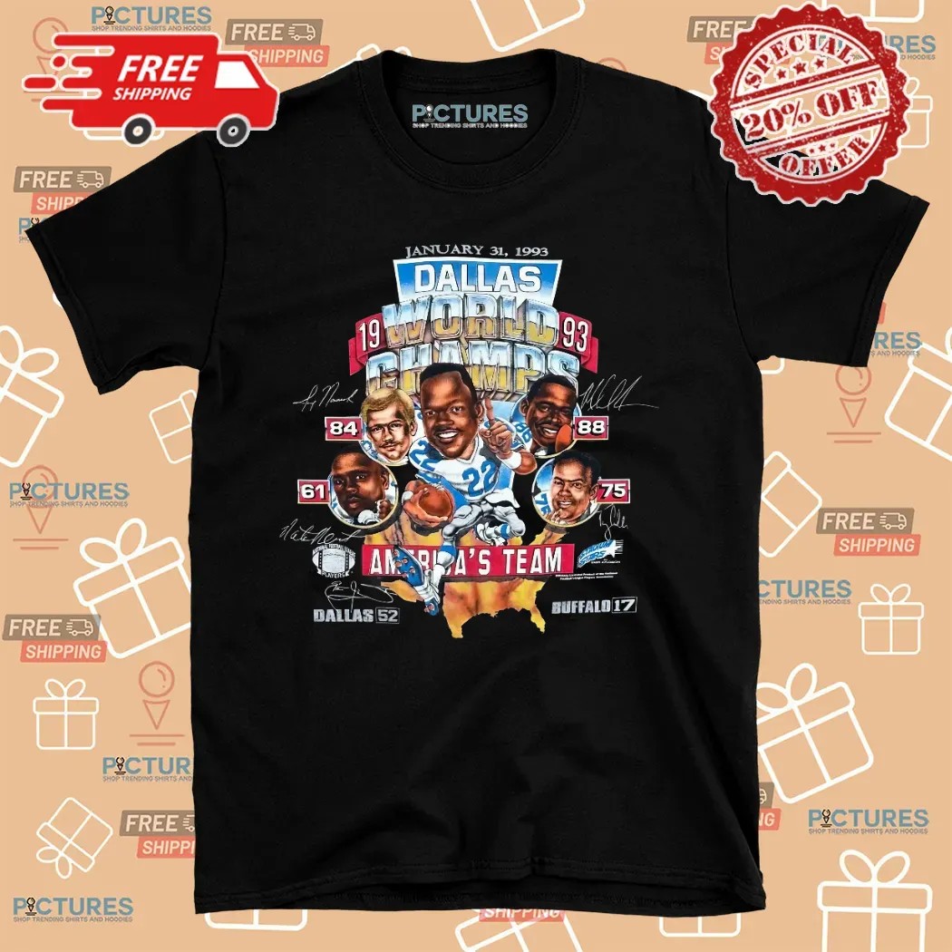 Dallas Cowboys World Champs 1993 NFL Football Team Super Bowl Big Head Shirt
