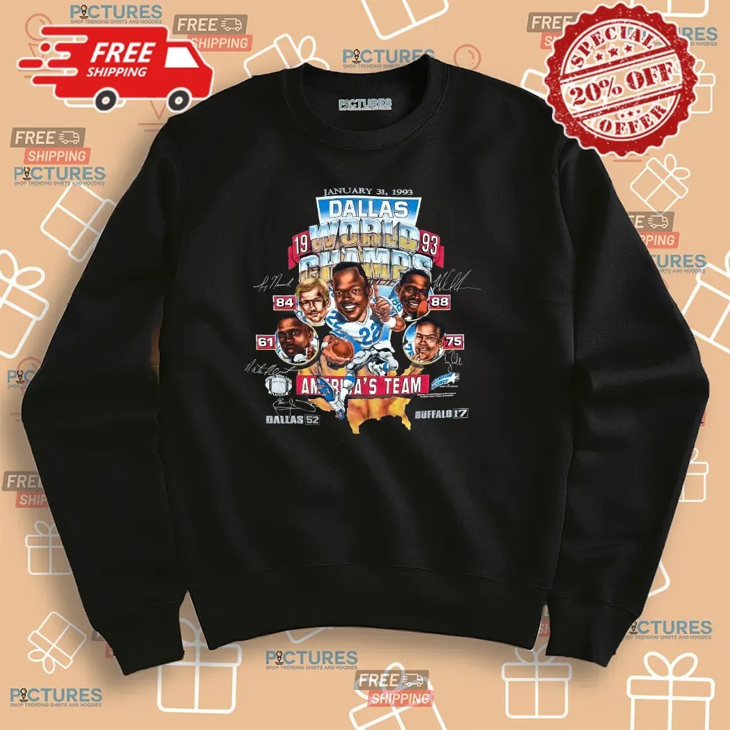 Dallas Cowboys World Champs 1993 NFL Football Team Super Bowl Big Head Shirt