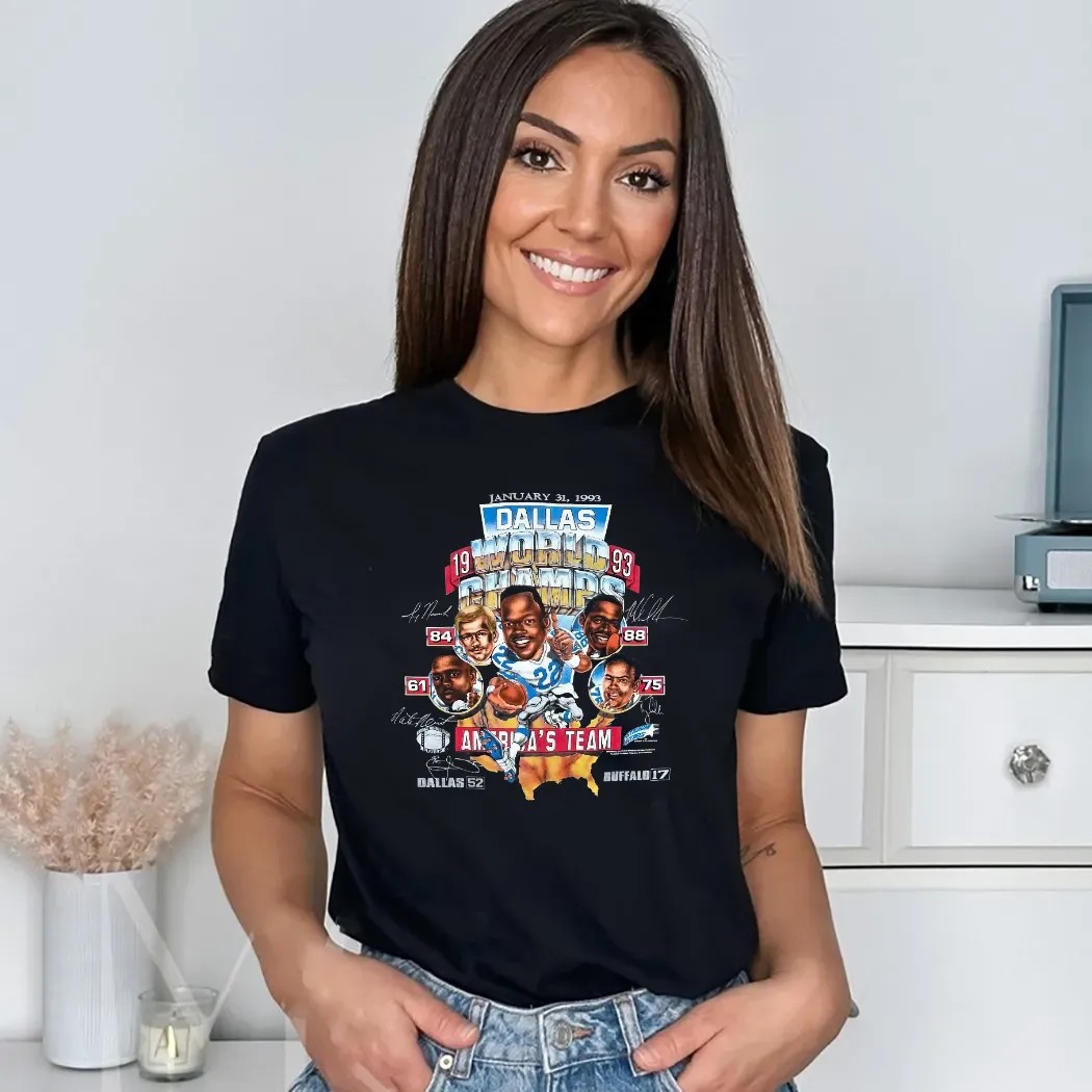 Dallas Cowboys World Champs 1993 NFL Football Team Super Bowl Big Head Shirt