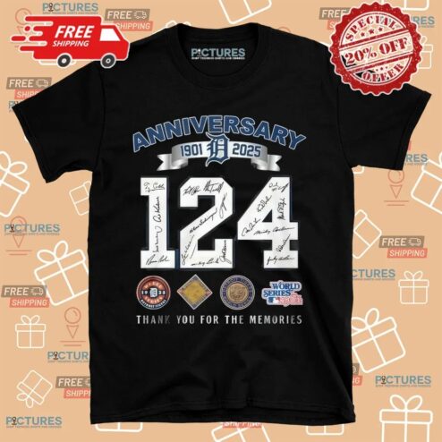 Detroit Tigers 124th Anniversary 1901-2025 Thank You For The Memories Signatures Shirt