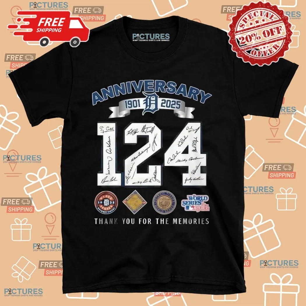 Detroit Tigers 124th Anniversary 1901-2025 Thank You For The Memories Signatures Shirt