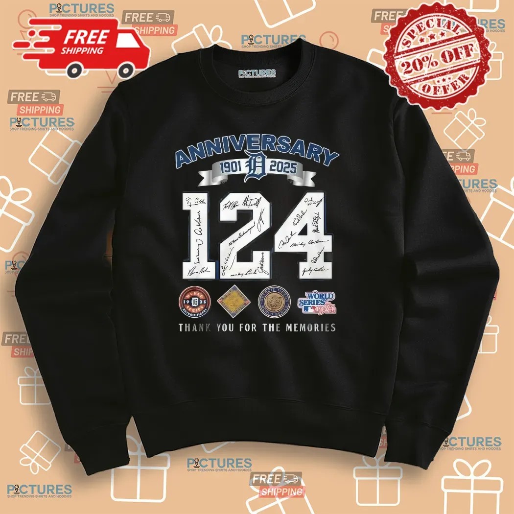 Detroit Tigers 124th Anniversary 1901-2025 Thank You For The Memories Signatures Shirt