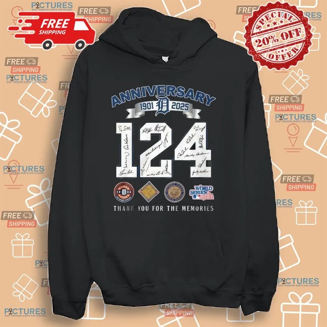 Detroit Tigers 124th Anniversary 1901-2025 Thank You For The Memories Signatures Shirt