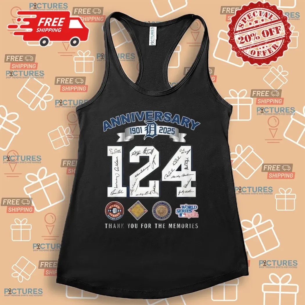 Detroit Tigers 124th Anniversary 1901-2025 Thank You For The Memories Signatures Shirt