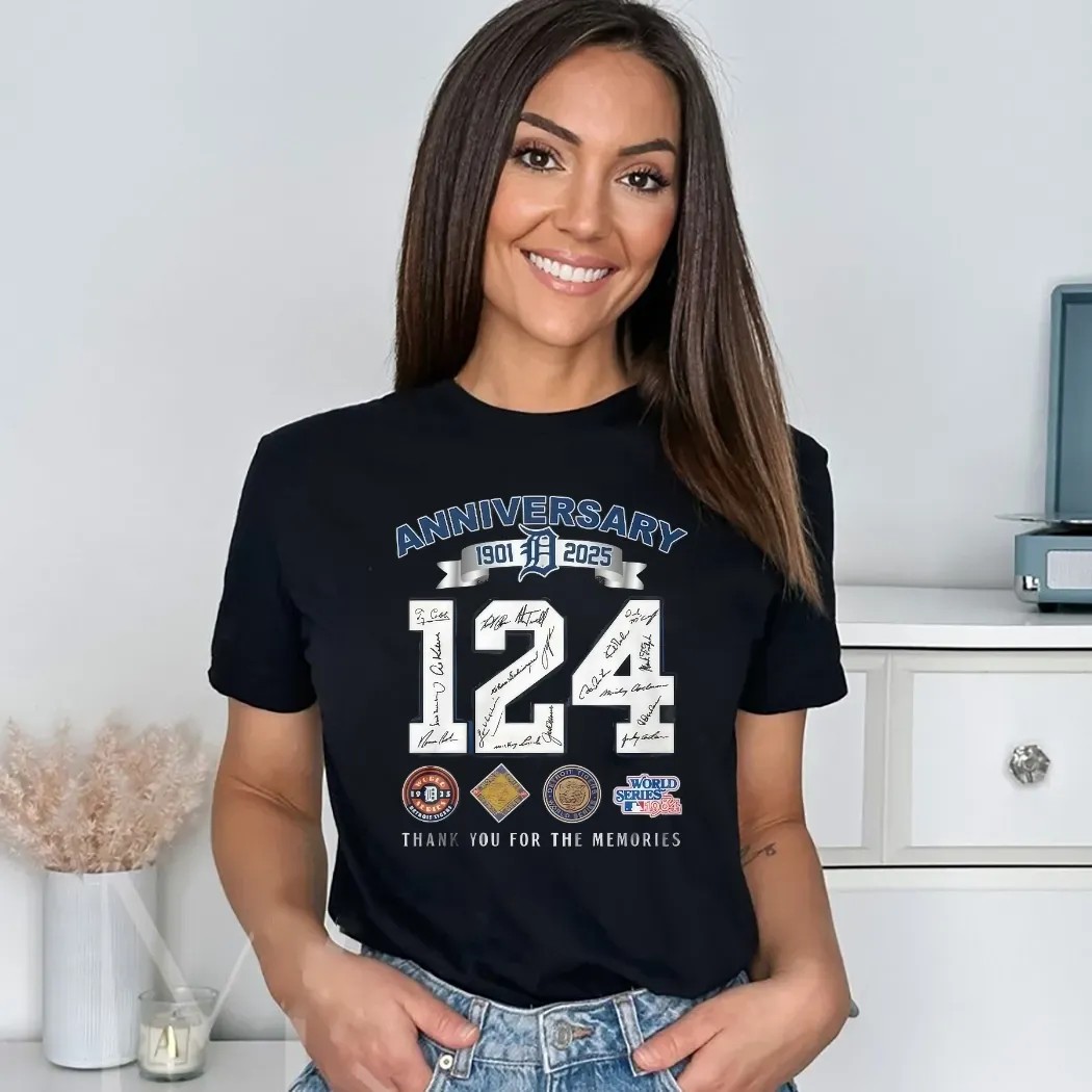 Detroit Tigers 124th Anniversary 1901-2025 Thank You For The Memories Signatures Shirt