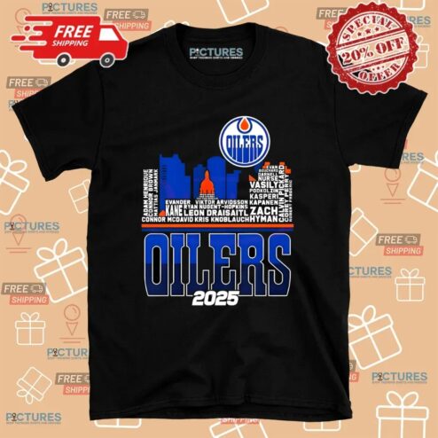 Edmonton Oilers Skyline Players Name 2025 Western Conference Finals T Shirt