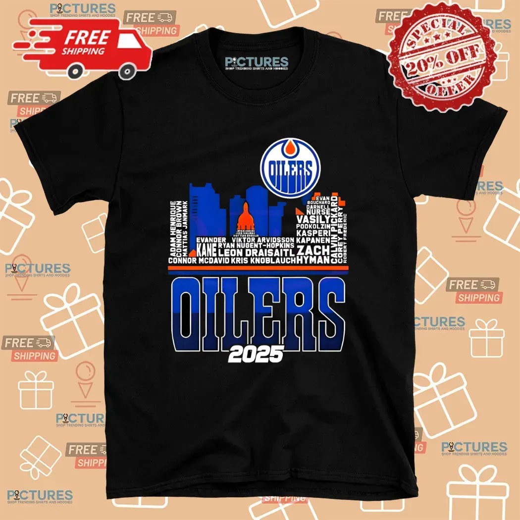 Edmonton Oilers Skyline Players Name 2025 Western Conference Finals T Shirt