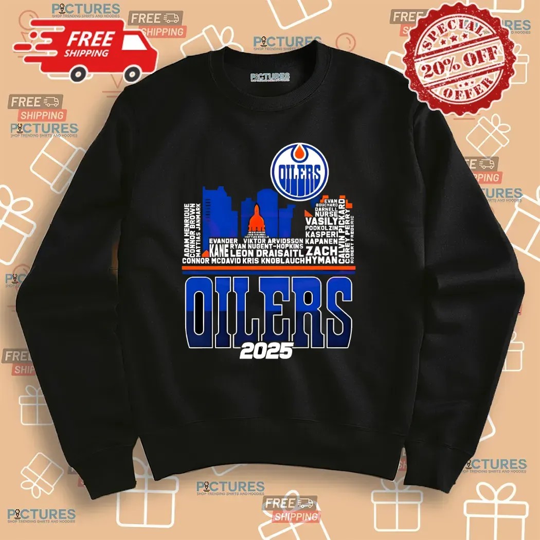 Edmonton Oilers Skyline Players Name 2025 Western Conference Finals T Shirt
