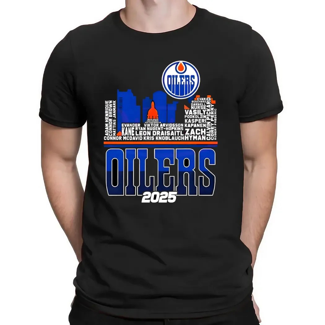Edmonton Oilers Skyline Players Name 2025 Western Conference Finals T Shirt