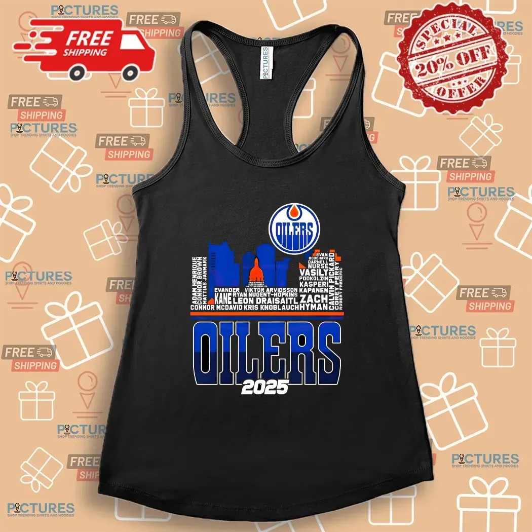 Edmonton Oilers Skyline Players Name 2025 Western Conference Finals T Shirt