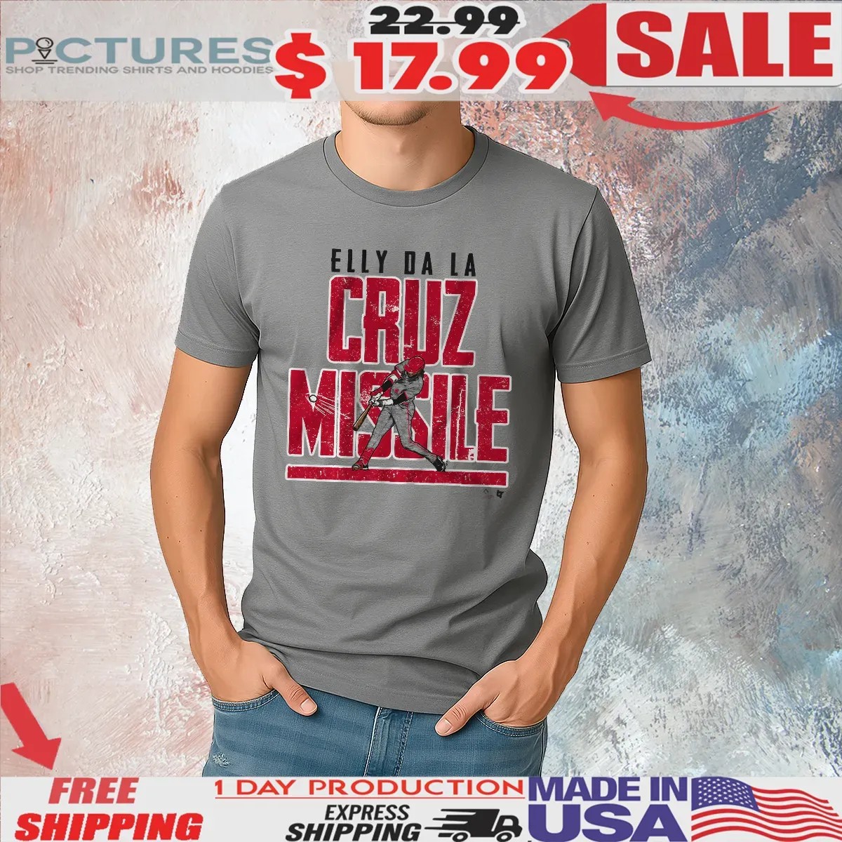 Elly De La Cruz Cincinnati Reds Missile Off The Bat T Shirt