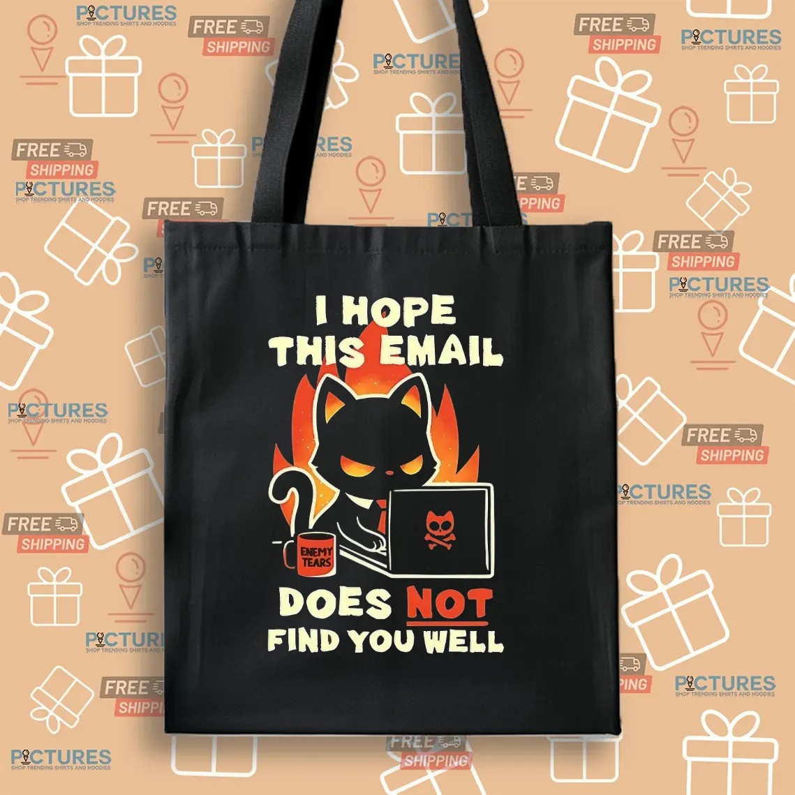 Evil Black Cat Sending Emails I Hope This Email Does Not Find You Well T Shirt