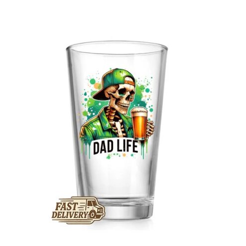 Flippin Awesome Dad Skull Hamburger Father's Day Pint Beer Glass