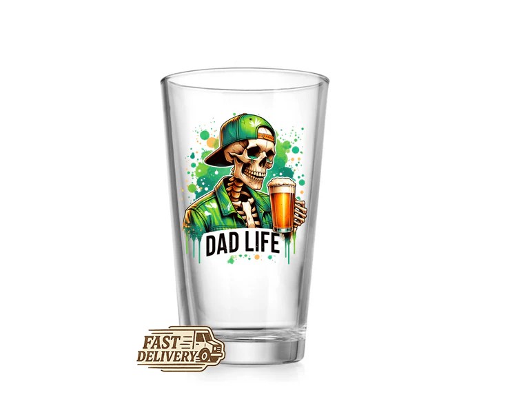 Flippin Awesome Dad Skull Hamburger Father's Day Pint Beer Glass
