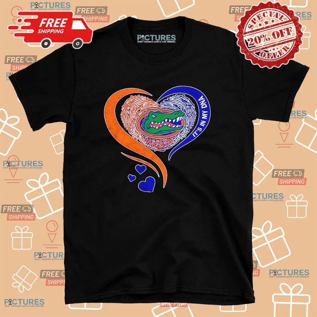 Florida Gators It’s In My Dna Fingerprint In Heart T Shirt