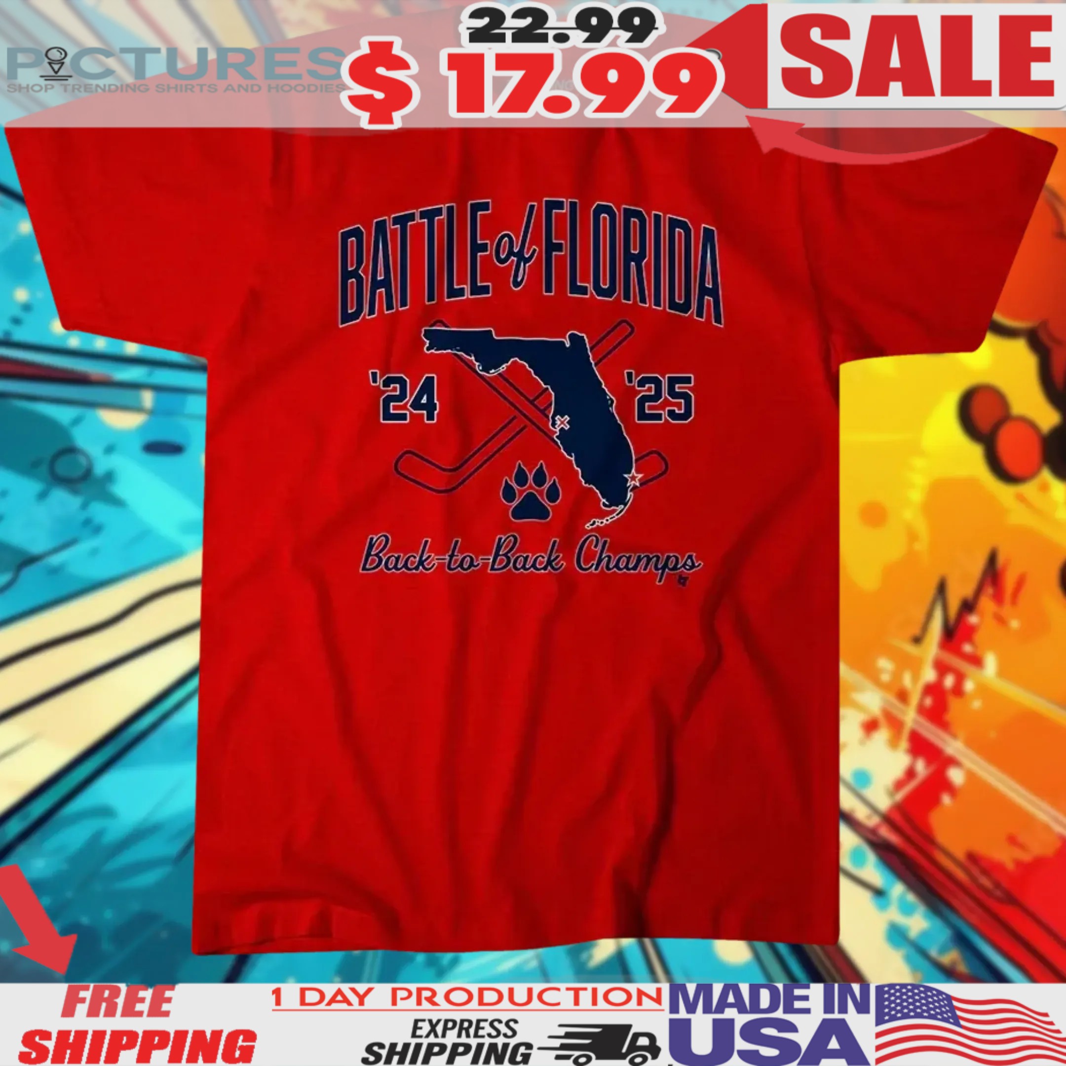 Florida Panthers Hockey Battle of Florida Back To Back Champs Shirt