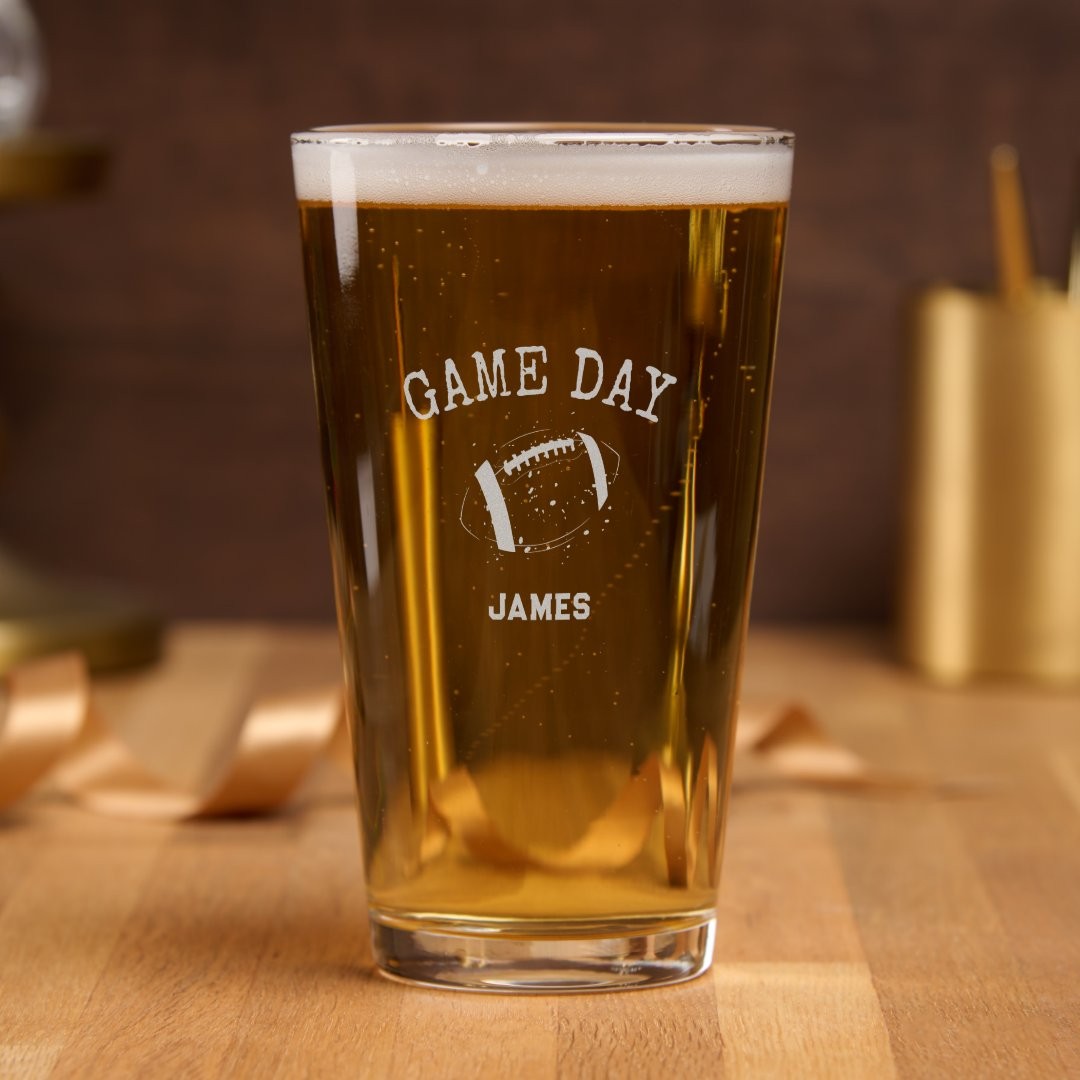 Game Day Name Sport Lover Personalized Father's Day Pint Glass