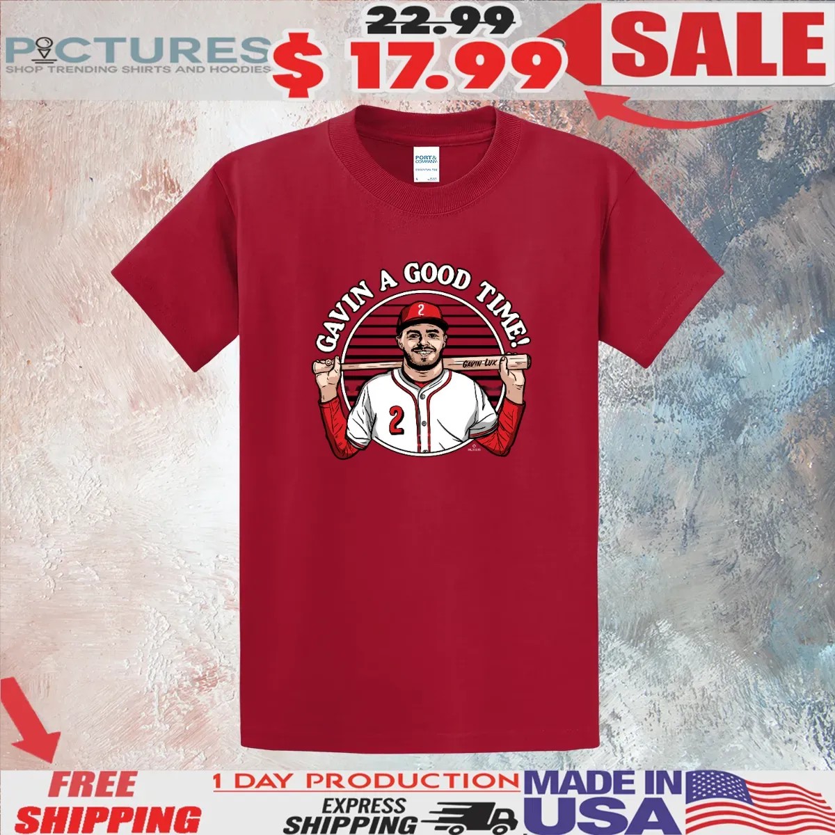 Gavin A Good Time Gavin Lux Cincinnati Reds T Shirt
