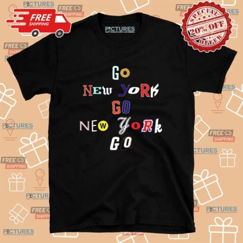 Go New York Hockey Logo Ransom Note Typography T Shirt