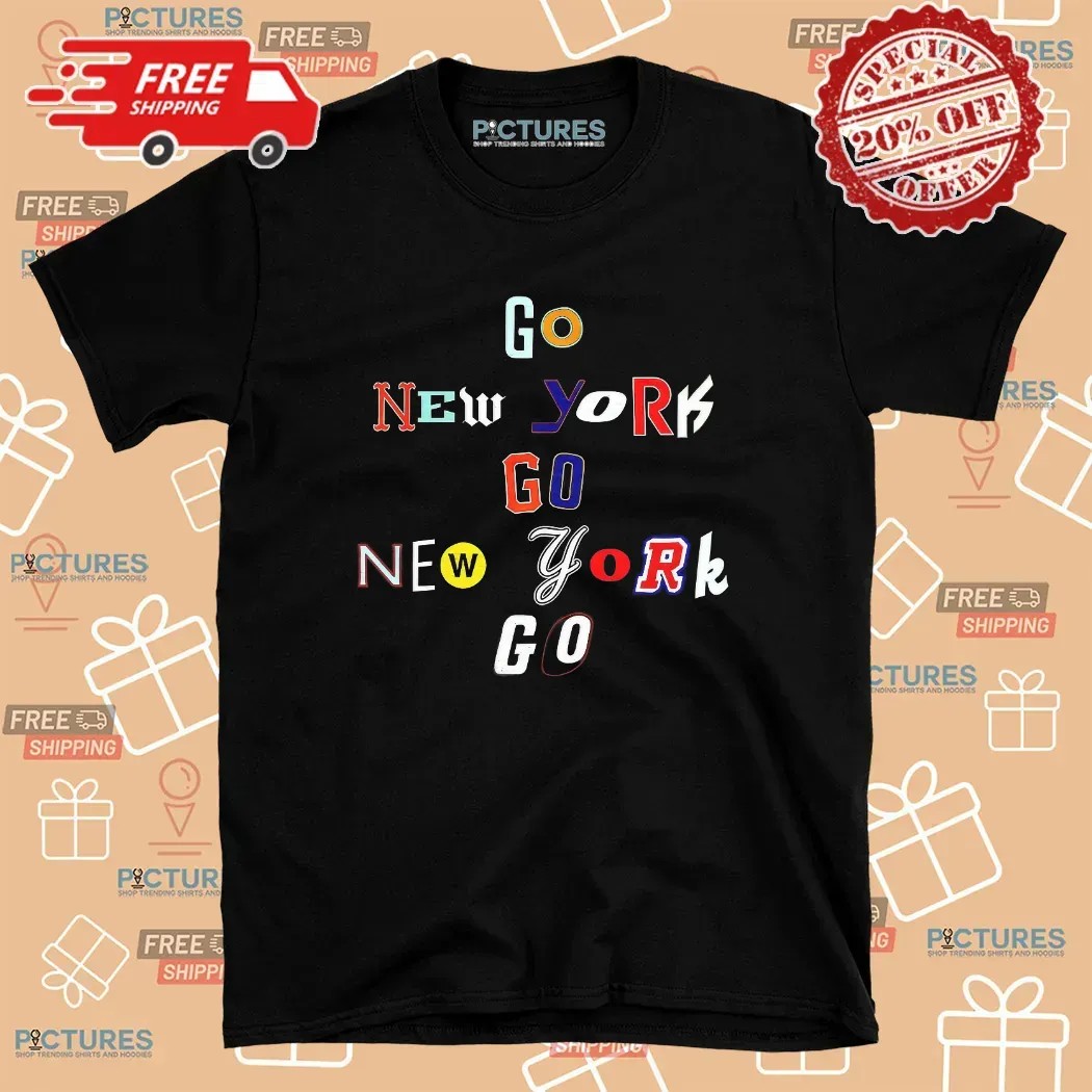 Go New York Hockey Logo Ransom Note Typography T Shirt