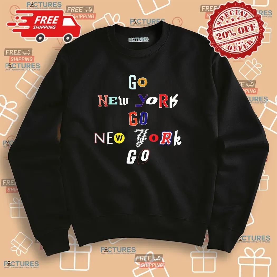 Go New York Hockey Logo Ransom Note Typography T Shirt
