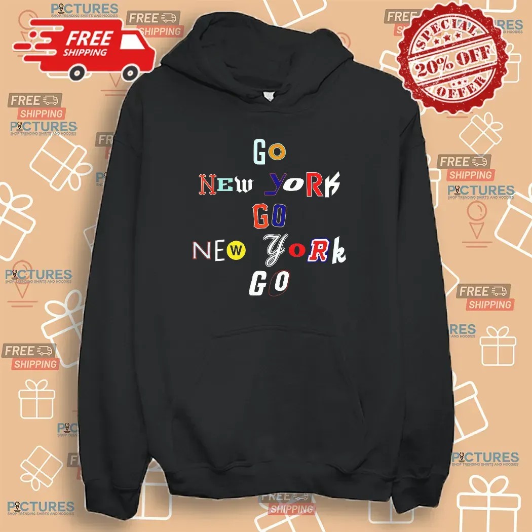 Go New York Hockey Logo Ransom Note Typography T Shirt