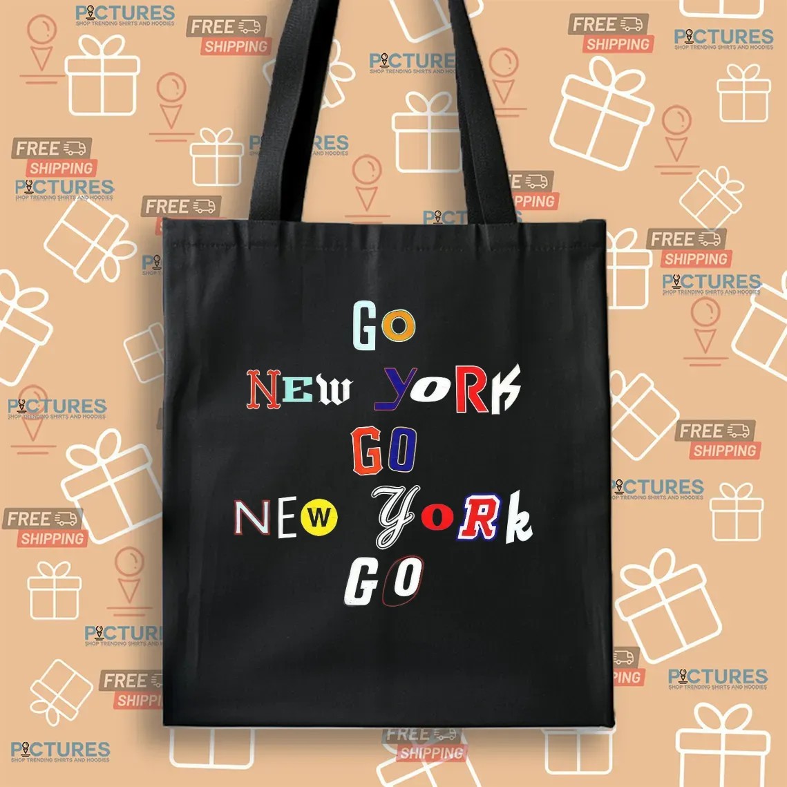 Go New York Hockey Logo Ransom Note Typography T Shirt