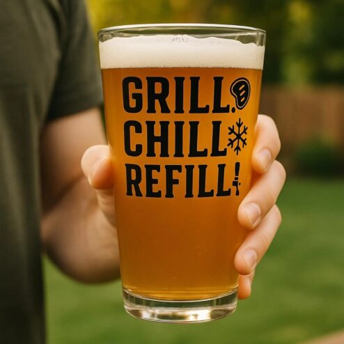 Grill Chill Refill Beer Lovers Father's Day Pint Glass