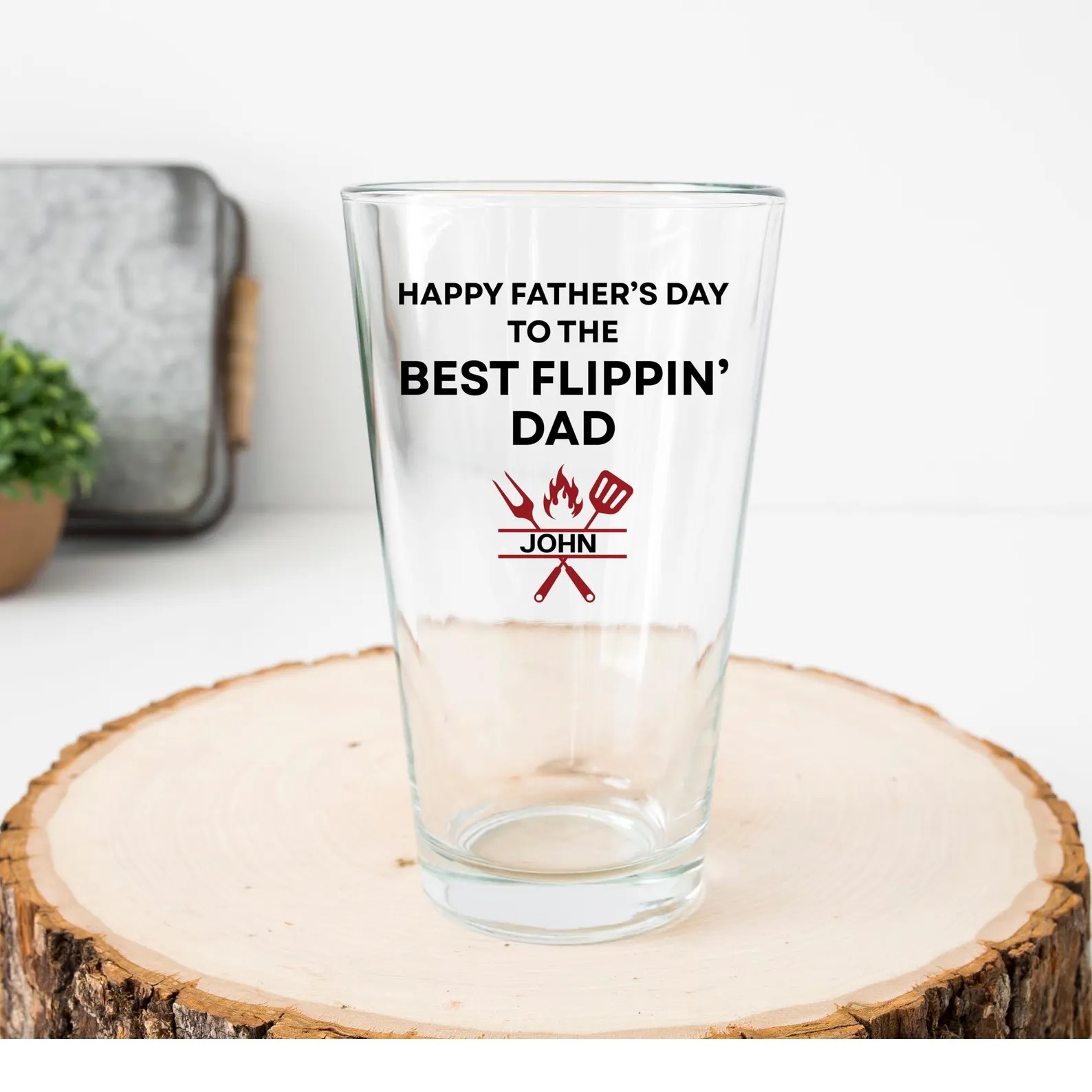 Happy Fathers Day To The Best Flippin Dad Barbecue Grill Pint Beer Glass