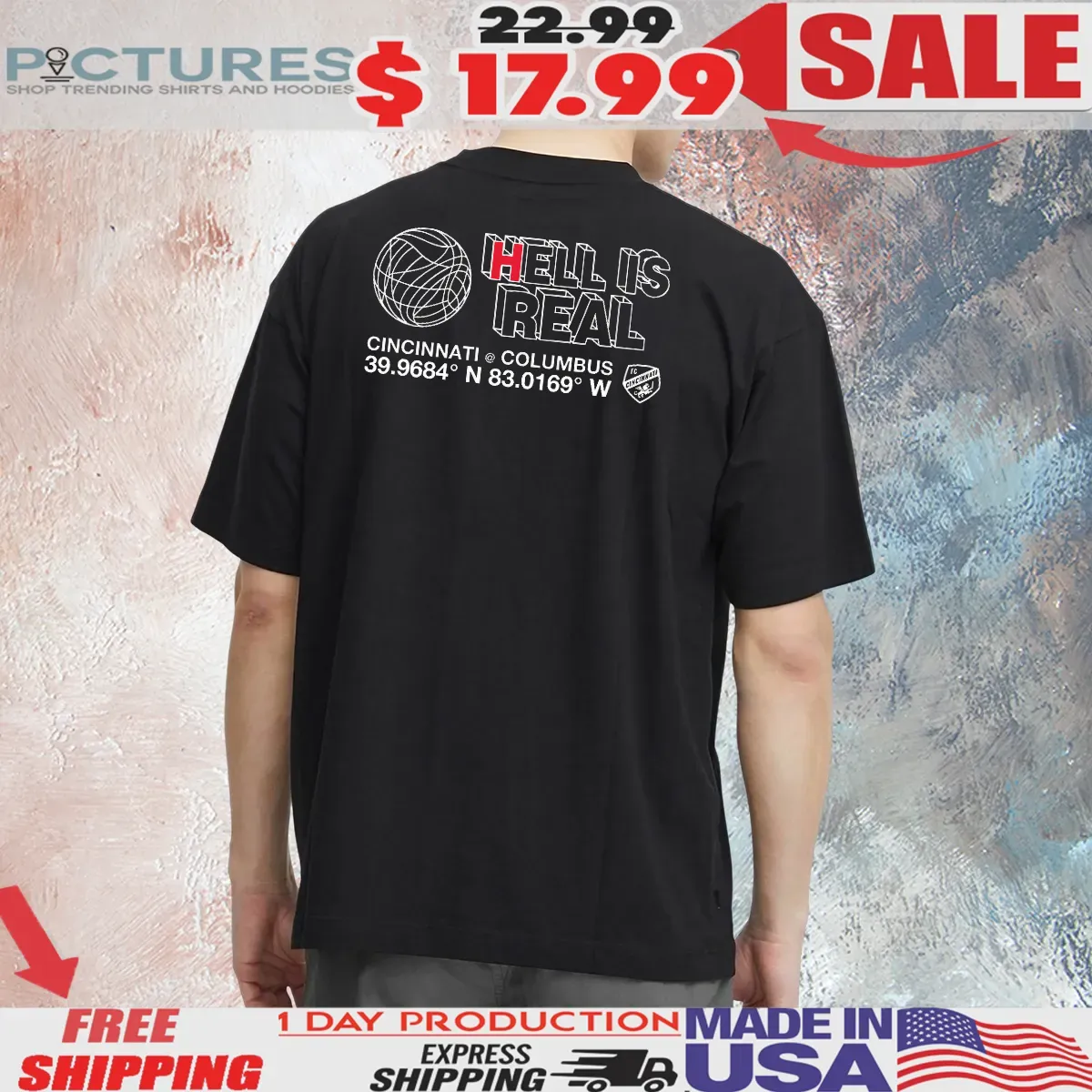 Hell Is Real Coordinates Cincinnati Columbus T Shirt