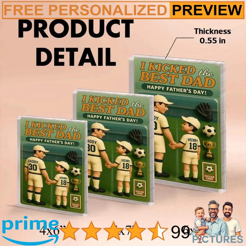 I Kicked The Best Dad Happy Father's Day Personalized Soccer Dad Action Figure Plaque I Kicked The Best Dad Happy Father's Day Personalized Soccer Dad Action Figure Plaque