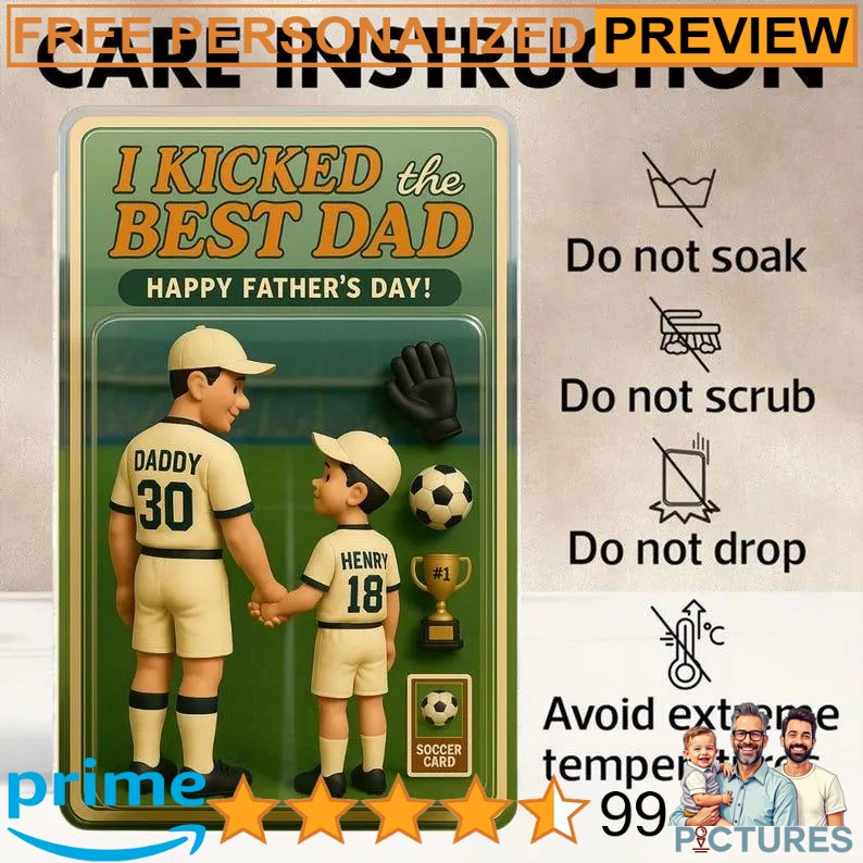 I Kicked The Best Dad Happy Father's Day Personalized Soccer Dad Action Figure Plaque I Kicked The Best Dad Happy Father's Day Personalized Soccer Dad Action Figure Plaque