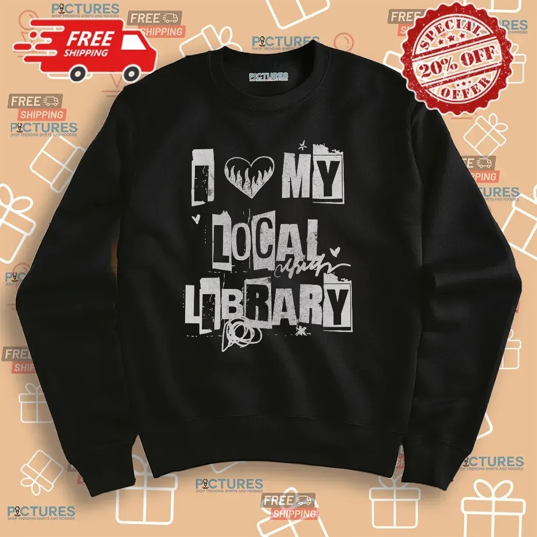 I Love My Local Library Girls Ransom Note-style lettering T Shirt