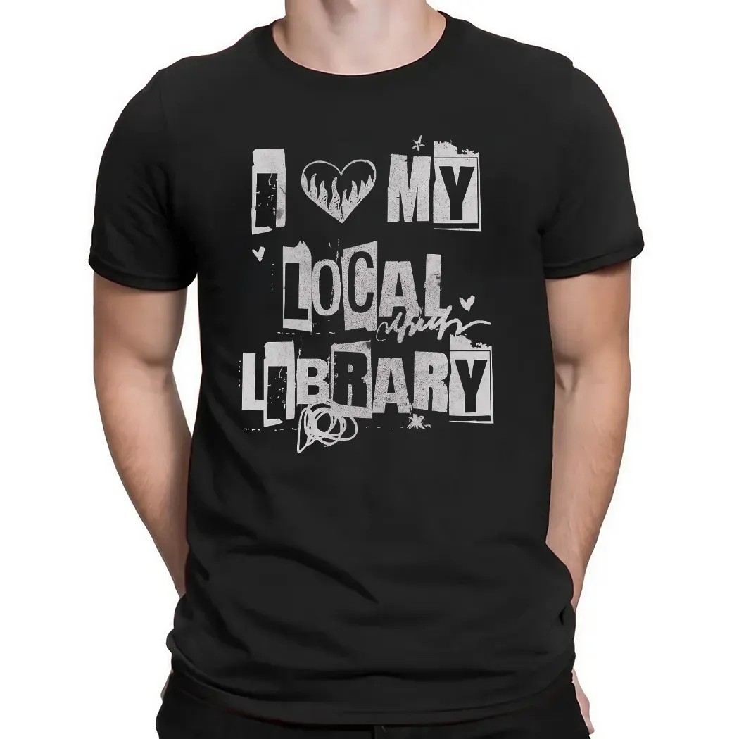 I Love My Local Library Girls Ransom Note-style lettering T Shirt